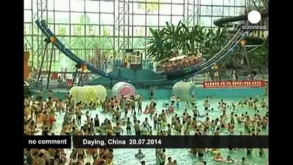 Thousands escape summer heat at water park - no comment