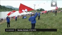 Traditional alp-horn festival in Swiss mountains - no comment