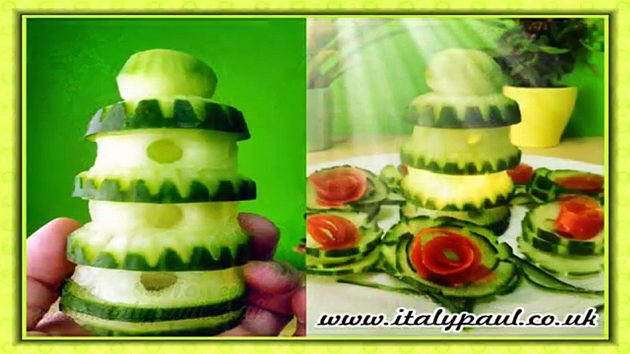 Art In Cucumber Show - Vegetable Carving Tower Garnish...