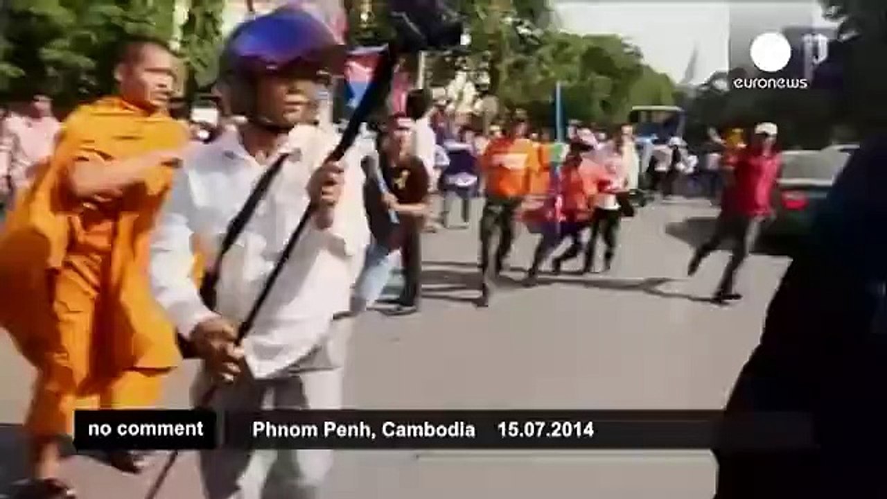 Violent clashes at a protest in Cambodia - no comment