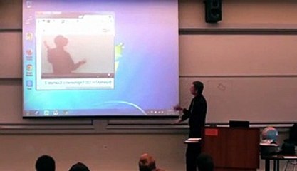 Watch teacher &#039;disappear&#039; into computer screen leaving students stunned