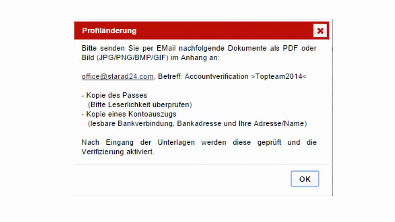 Auszahlung bei Starad24