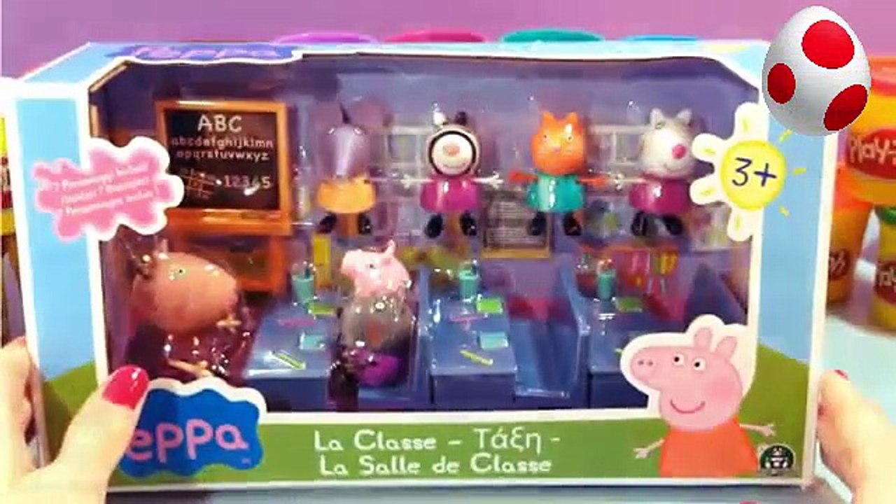 Peppa Pig Unboxing Playset Toys Classroom 7 Figurines - Surprise Eggs _KIDS - HD