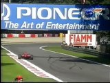Schumacher drifts and saves it in the end