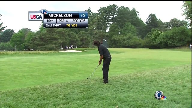 US Open- Phil Mickelson eagles 10th hole from rough