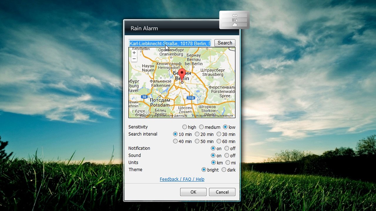Rain Alarm Gadget for Windows 7