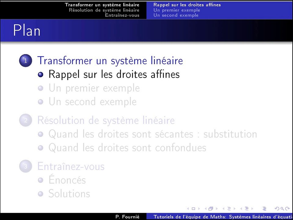 Résolution de systemes linéaires d'equations à deux inconnues