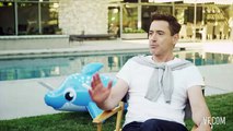 Robert Downey Jr. and His Son Exton Play By the Pool