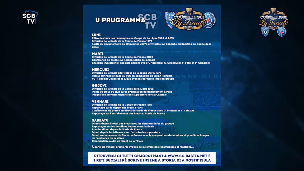 Programmation sur SCB TV