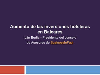 Aumento de las inversiones hoteleras