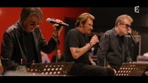 Johnny Hallyday, Eddy Mitchel et Jacques Dutronc chantent 