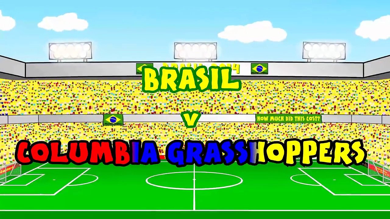 DAVID LUIZ FREE-KICK vs Colombia 2-1 by 442oons (Brazil Rodriguez grasshopper cartoon)