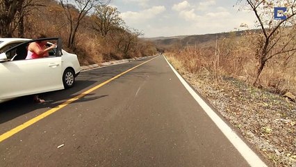 Longboarder Crashes Head First Into Oncoming Car