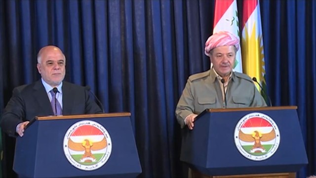 العبادي: زيارتنا أربيل هدفها التعاون لتحرير سكان محافظة نينوى