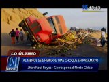 Huaral: Choque entre un camión y un bus en Pasamayo dejó 6 heridos