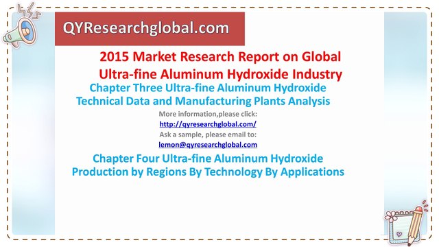 QYResearch group-2015 Market Research Report on Global Ultra-fine Aluminum Hydroxide Industry