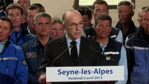 Allocution de Bernard Cazeneuve à Seyne-les Alpes devant les personnels mobilisés sur le site du crash de Germanwings