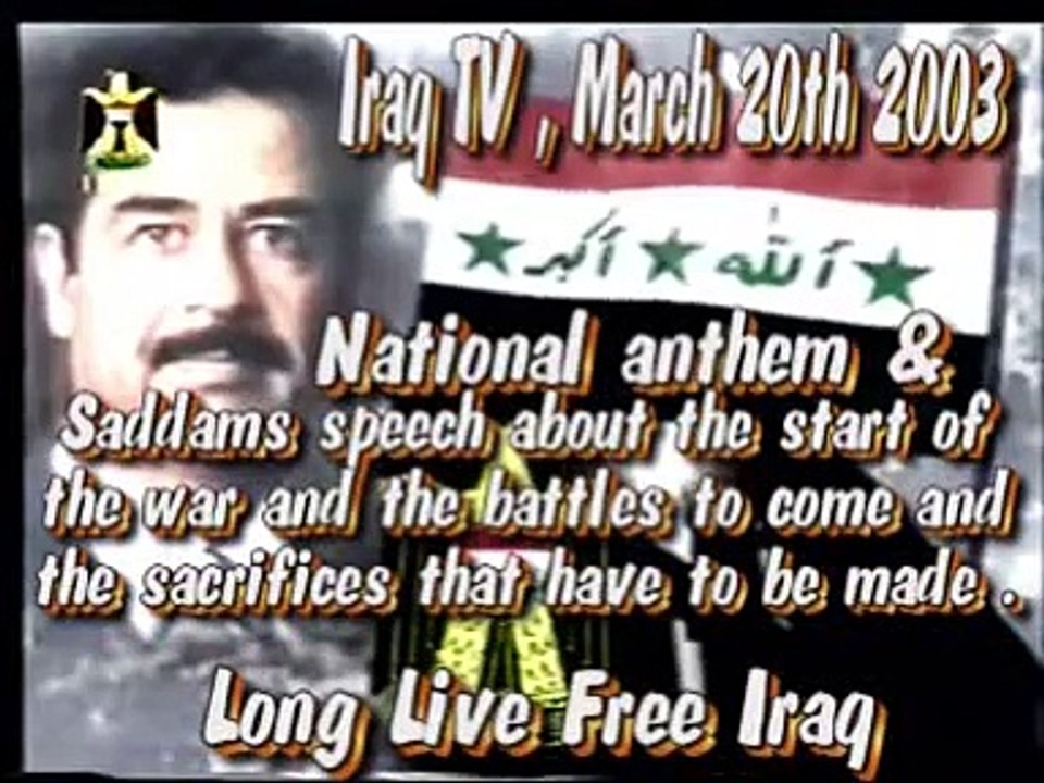 Iraq TV Saddam speech in the eve of the war, March 20th 2003