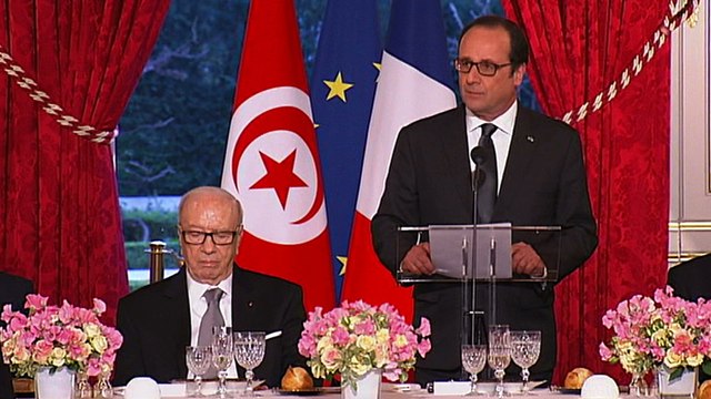 Toast lors du dîner d'État avec le président tunisien, M. Béji CaÏd Essebsi