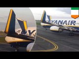 Budget airline Ryanair clips tail fin of another plane while taxiing in Dublin Airport