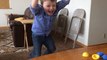 Little Boy Leaps in Delight While Using Easter Toy