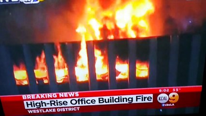 BREAKING NEWS HIGH RISE OFFICE FIRE BUILDING PEOPLE TRAPPED LIVE LOS ANGELES CALIFORNIA HD 4/7/2015