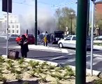 macchina prende fuoco a torino Manu e Medi pompieri