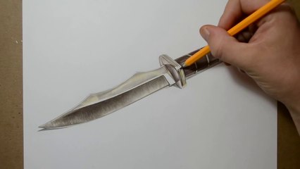 How to Draw a Dagger Knife - Realistic Colored Drawing