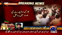 Fight between PTI Workers on the Arrival on Imran Khan in Hyderabad