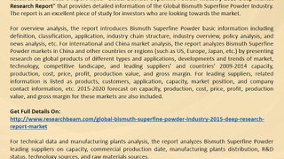 Global Bismuth Superfine Powder Industry Size, Share, Market Trends, Growth, Report 2015