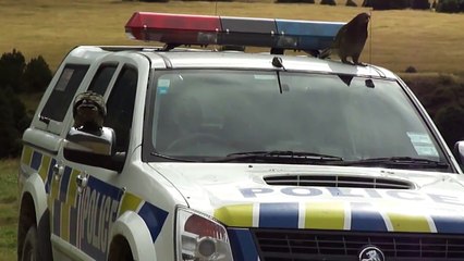 Kea destroying police car