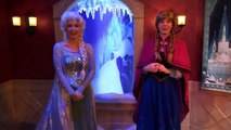 Anna and Elsa Meet & Greet w/ Talking Olaf at Fantasyland Frozen Royal Reception, Disneyland