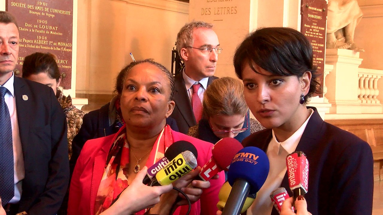 Réunion conjointe des recteurs et des procureurs généraux - Point-presse de N. Vallaud-Belkacem et C.. Taubira