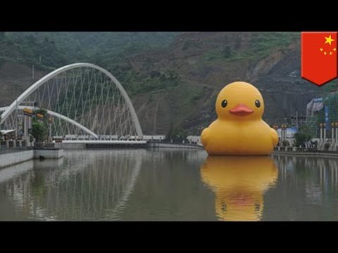 54 Meter hohe Riesen-Gummi-Ente in China verschwunden