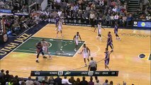 Sim Bhullar First NBA Basket - Kings vs Jazz - April 8, 2015 - NBA Season 2014-15