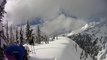 Avalanche filmed in POV by a skier