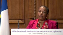 [ARCHIVE] Réunion conjointe des recteurs et des procureurs généraux : Allocution de Christiane Taubira