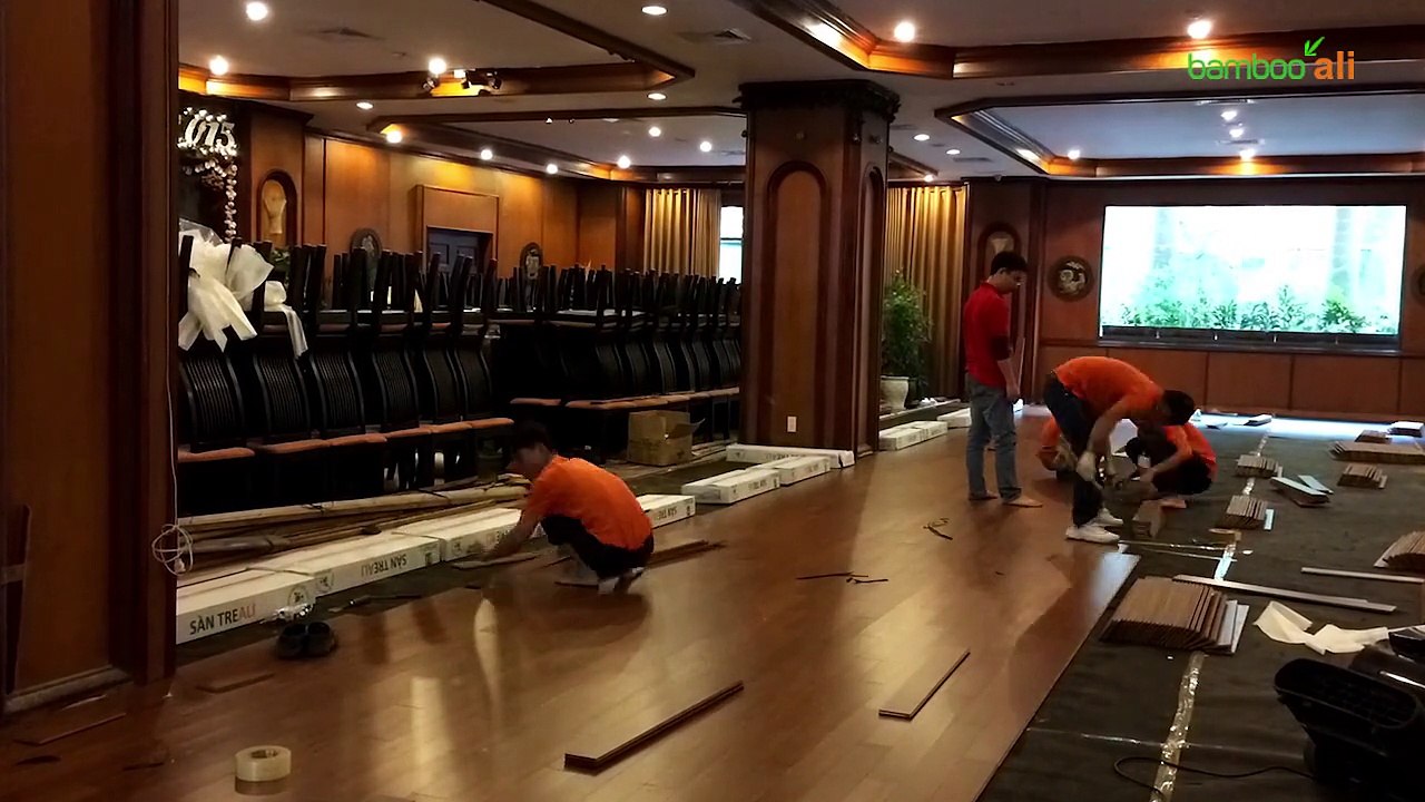Video 5 phút toàn cảnh thi công sàn tre tại Halong Plaza Hotel