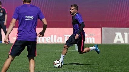 Training session (9/4/15): Jordi Alba trains but not yet declared fully fit