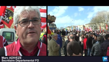Manifestation contre la politique d’austérité du gouvernement, ce jeudi dans les rues de Carcassonne :