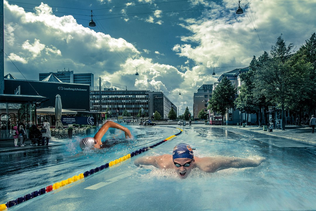 Tuto compositing piscine - Une étrange piscine dans la ville avec ce tutoriel Photoshop