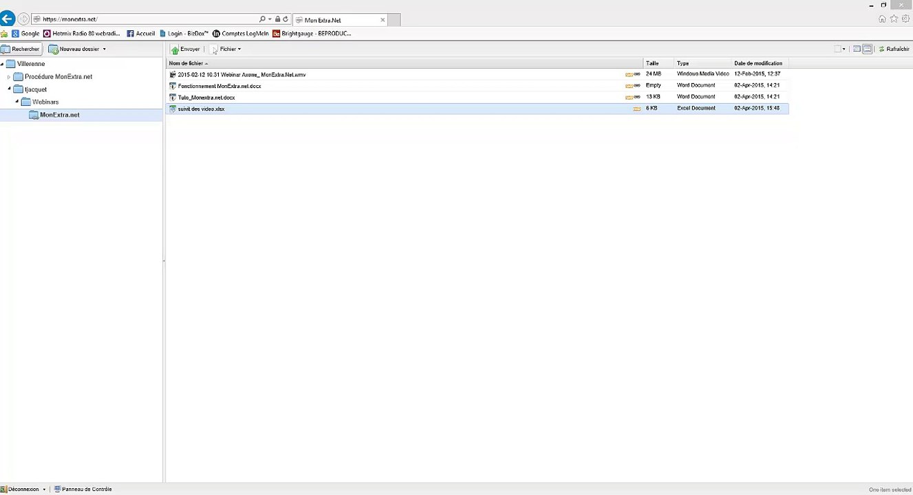 Tuto MonExtra.net supprimer un partage