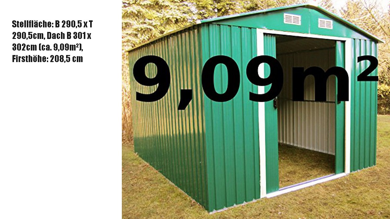 Gartenhaus geräteschuppen 9,09m² aus verzinktem