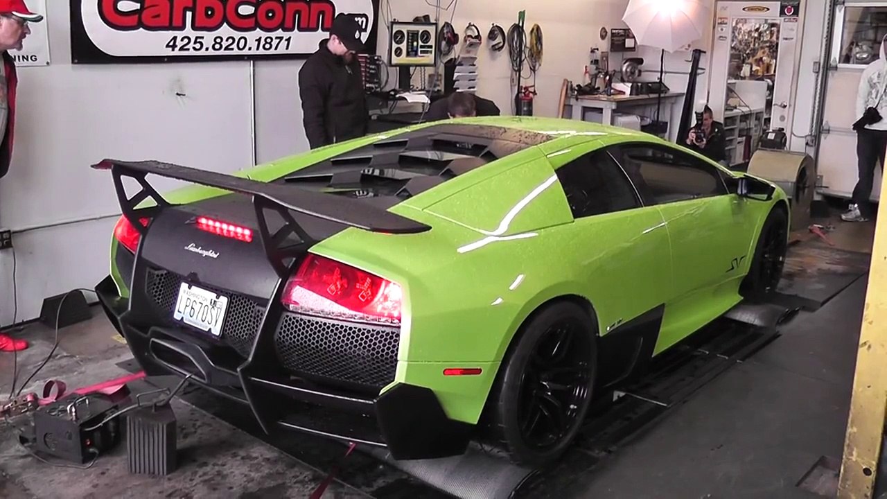 Lime Green LAMBORGHINI Murcielago LP 670-4 SV on the DYNO!!!