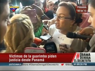 Comité Víctimas de la Guarimba confrontan a Lilian Tintori en Panamá
