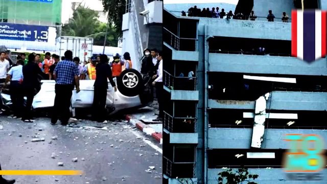 سيارة تسقط من مرآب في بانكوك من الطابق السابع