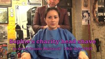 Sophie charity head shave for Cancer Research 19/07/2014