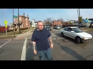 POV Motorcycle Crash At Blocked Intersection
