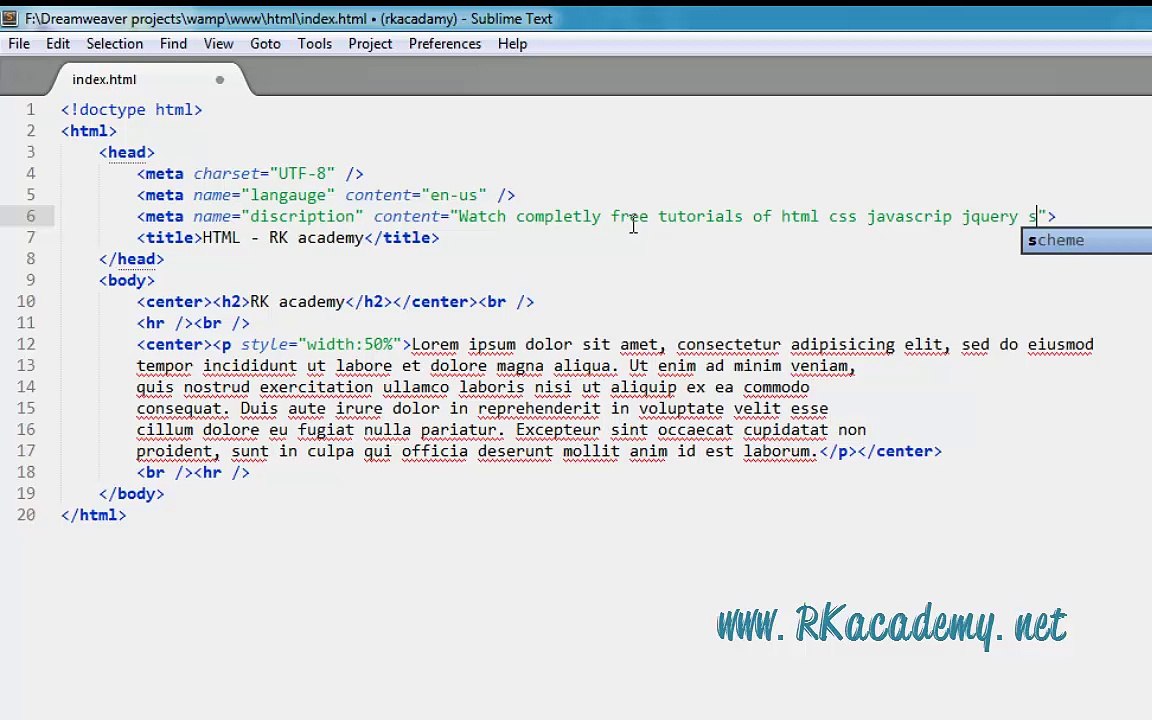 html meta tags for seo