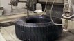 Waterjet Cutting Old Tire for Tire Recycling